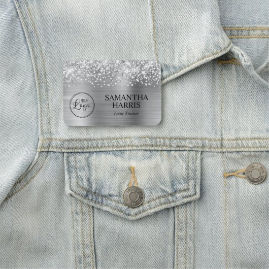 Glitterig zilverfolie Logo Naamplaatje (In situ)