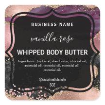 Glitterig Zwart Agaat Body Butter Labels