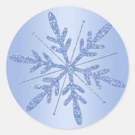 Glitterige Blauwe Sneeuwvlok Sticker