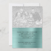 Glitterige Bleek Turquoise Folie Afstuderen Aankondiging (Achterkant)