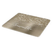 Glitterige Bleke Goud Glam Naam Snijplank (Hoek)