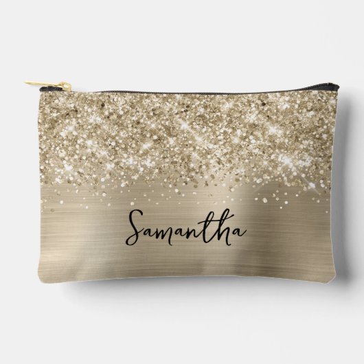 Glitterige Bleke Gouden Glam Naam Etui (Voorkant)