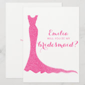 Glitterige bruidsmeisjesjurk kaart (Voorkant / Achterkant)