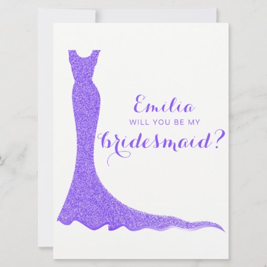 Glitterige bruidsmeisjesjurk kaart (Voorkant)