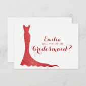 Glitterige bruidsmeisjesjurk kaart (Voorkant / Achterkant)