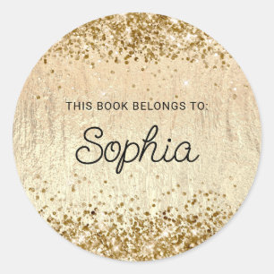 Glitterige Champagne Goud Glam Textuur Boek Ronde Sticker