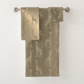 Glitterige Giraffes op Glitzy Gold Bad Handdoek (Insitu)