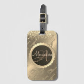 Glitterige Giraffes op Glitzy Gold Monogram Bagagelabel (Voorkant (verticaal))