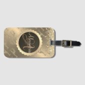 Glitterige Giraffes op Glitzy Gold Monogram Bagagelabel (Voorkant (horizontaal))