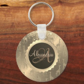 Glitterige Giraffes op Glitzy Gold Monogram Sleutelhanger (Voorkant)