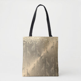 Glitterige Giraffes op Glitzy Gold Tote Bag