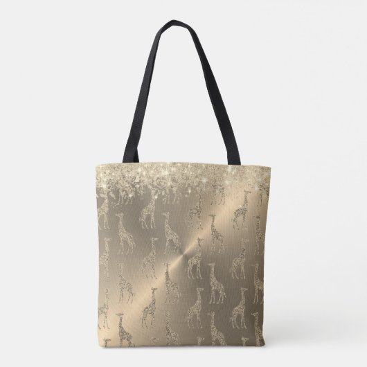 Glitterige Giraffes op Glitzy Gold Tote Bag (Achterkant)