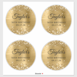 Glitterige Goud 15 cm Cirkels 50ste Verjaardag Sticker