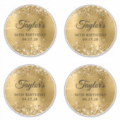 Glitterige Goud 15 cm Cirkels 50ste Verjaardag Sticker (Voorkant)