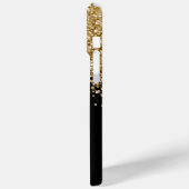 Glitterige Goud en Zwarte Glam Naam Case-Mate iPhone Case (Achterkant / Links)