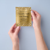 Glitterige goud folie 30e verjaardag uitnodiging f flyer (Hand)