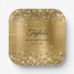 Glitterige goud folie 40 & Fabulous Papieren Bordje