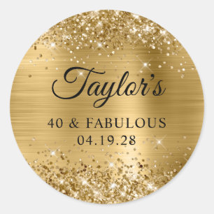 Glitterige goud folie 40 & Fabulous Ronde Sticker