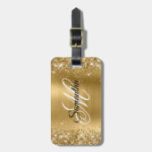 Glitterige goud folie bagagelabel (Voorkant verticaal)