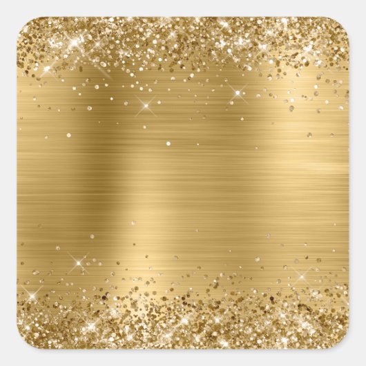 Glitterige goud folie blanco vierkante sticker (Voorkant)
