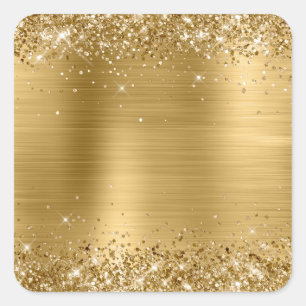 Glitterige goud folie blanco vierkante sticker