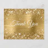 Glitterige Goud Folie Dank Je Briefkaart (Voorkant)