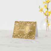 Glitterige Goud Folie Dank Je Kaart (Gele Bloem)