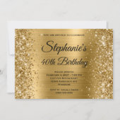 Glitterige goud folie fancy monogram 40e verjaarda kaart (Voorkant)