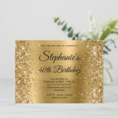 Glitterige goud folie fancy monogram 40e verjaarda kaart (Staand voorkant)
