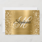 Glitterige goud folie fancy monogram 40e verjaarda kaart (Achterkant)
