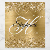 Glitterige goud folie fancy monogram wijn etiket (Enkel label)