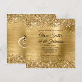 Glitterige Goud Folie Monogram 40 & Fabulous Kaart (Voorkant / Achterkant)
