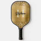 Glitterige Goud Folie Monogram Pickleball Paddle (Voorkant)