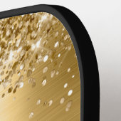 Glitterige Goud Folie Monogram Pickleball Paddle (Links Detail)
