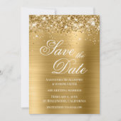 Glitterige Goud Folie Save the Date Kaart (Voorkant)
