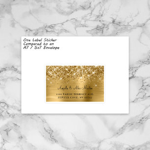 Glitterige goud folie trouw 15 gastadreslabels sticker