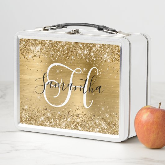 Glitterige goud folie zwart en wit monogram (In situ)