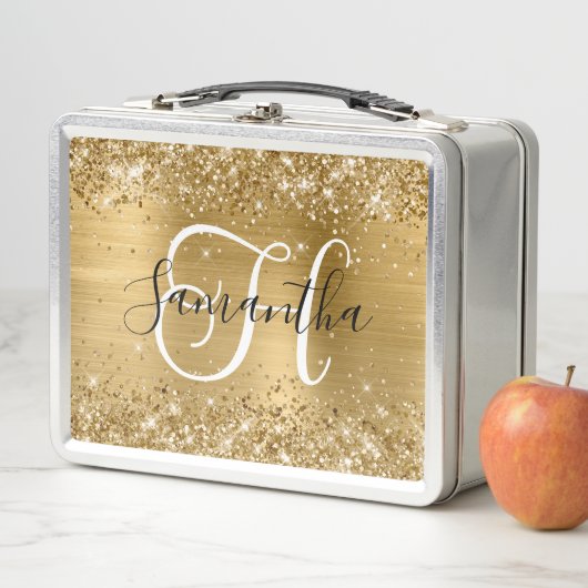 Glitterige goud folie zwart en wit monogram (In situ)