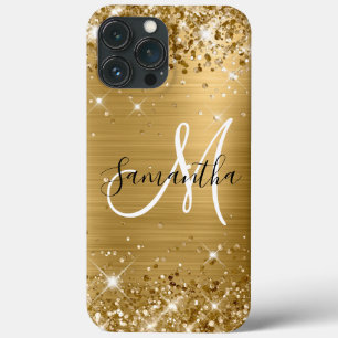 Glitterige goud folie zwart en wit monogram Case-Mate iPhone case