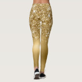 Glitterige Goud Glam Borstel Script Naam Leggings (Achterkant)