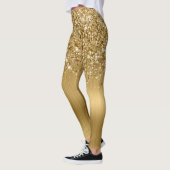 Glitterige Goud Glam Borstel Script Naam Leggings (Links)