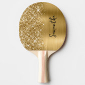 Glitterige Goud Glam Script Naam Tafeltennisbatje (Voorkant)