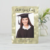 Glitterige Gouden Afstudeerfoto Aankondiging (Staand voorkant)