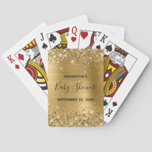 Glitterige gouden baby shower favor pokerkaarten