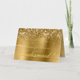 Glitterige Gouden Bruidsmeisje Uitnodiging