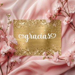 Glitterige Gouden Cute Harten Mis Quince Gracias Briefkaart