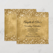Glitterige Gouden Elegante Bruiloft Kaart (Voorkant / Achterkant)