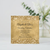 Glitterige Gouden Elegante Bruiloft Kaart (Staand voorkant)
