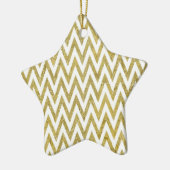 Glitterige gouden en witte Chevron strepen Keramisch Ornament (Links)