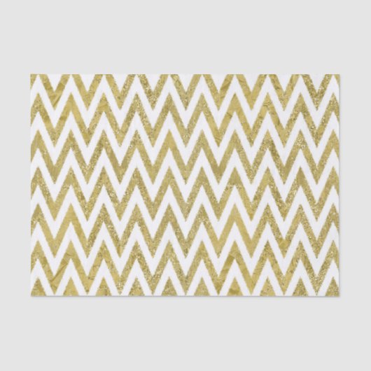Glitterige gouden en witte Chevron strepen Tissuepapier (Voorkant)